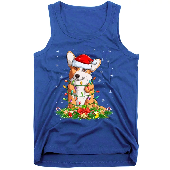 Corgi Dog Lover Lighting Xmas Santa Corgi Christmas Gift Tank Top