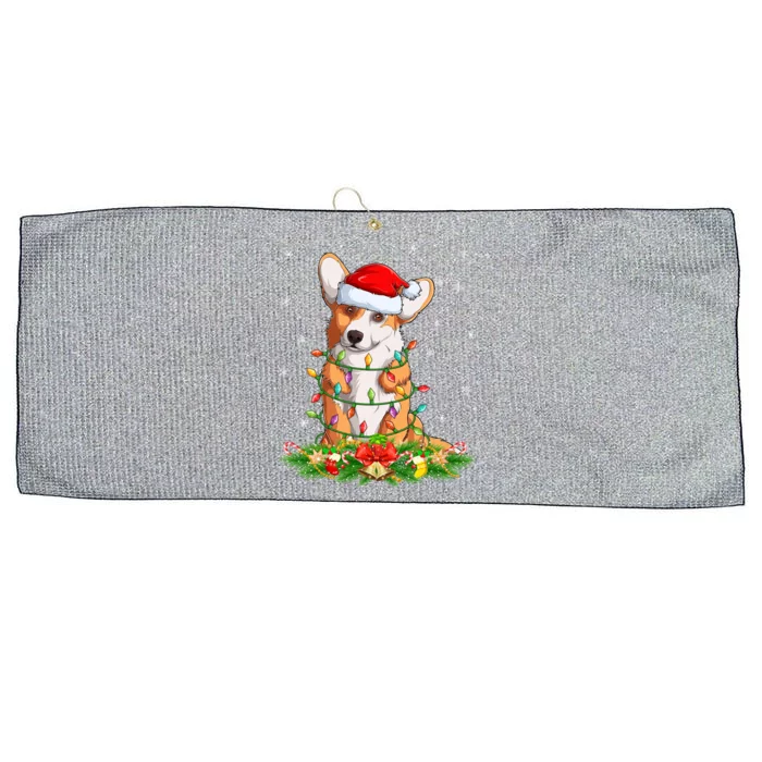 Corgi Dog Lover Lighting Xmas Santa Corgi Christmas Gift Large Microfiber Waffle Golf Towel