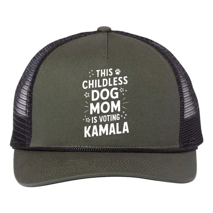 Childless Dog Lady Voting Kamala Harris Dog Mom Vote Blue Retro Rope Trucker Hat Cap