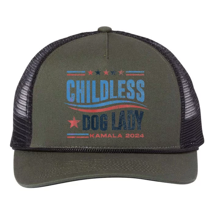 Childless Dog Ladies For Kamala Harris 2024 Premium Retro Rope Trucker Hat Cap