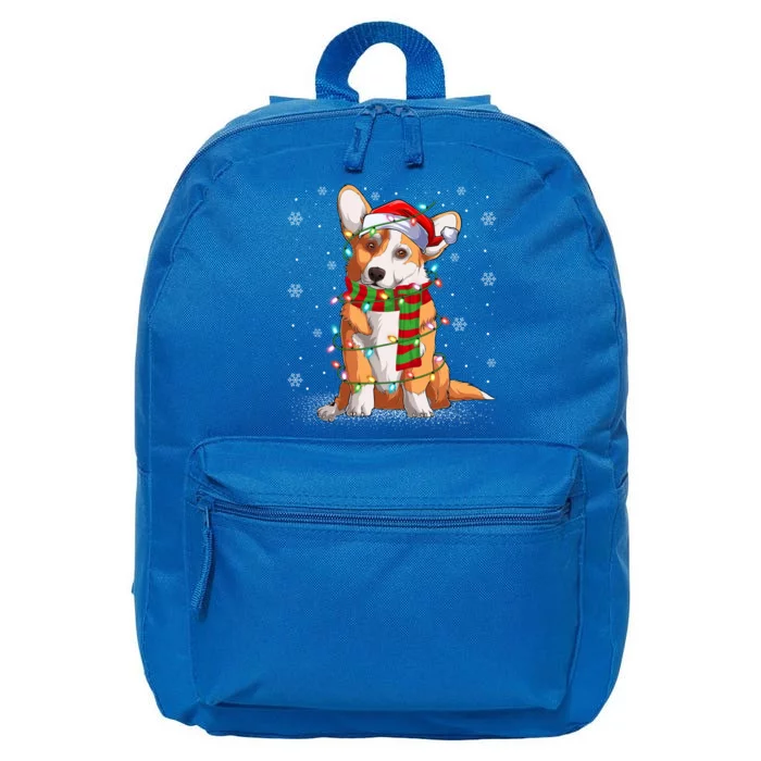 Corgi Dog Lover Xmas Holiday Lighting Santa Corgi Christmas Gift 16 in Basic Backpack