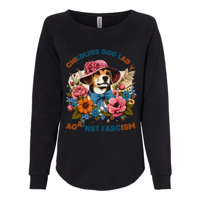 Childless Dog Lady Against Fascism Voting Kamala Dog Owners Womens California Wash Sweatshirt