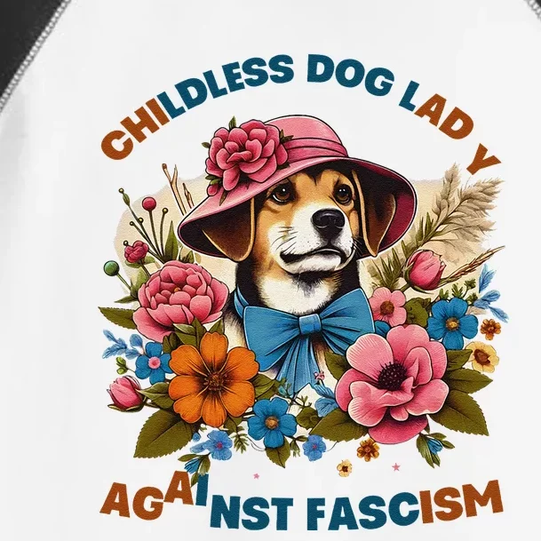 Childless Dog Lady Against Fascism Voting Kamala Dog Owners Toddler Fine Jersey T-Shirt