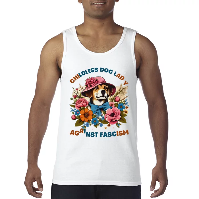 Childless Dog Lady Against Fascism Voting Kamala Dog Owners Tank Top