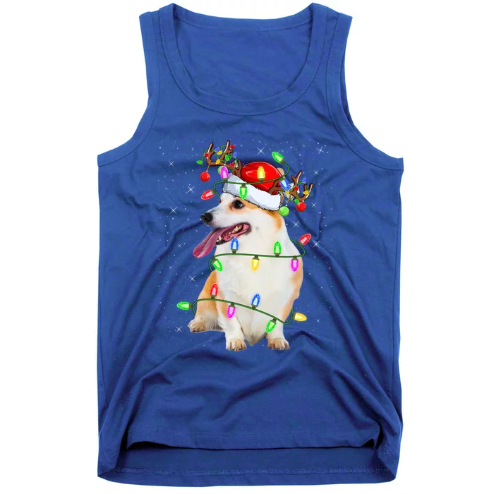 Corgi Dog Lover Xmas Lighting Santa Corgi Christmas Gift Tank Top