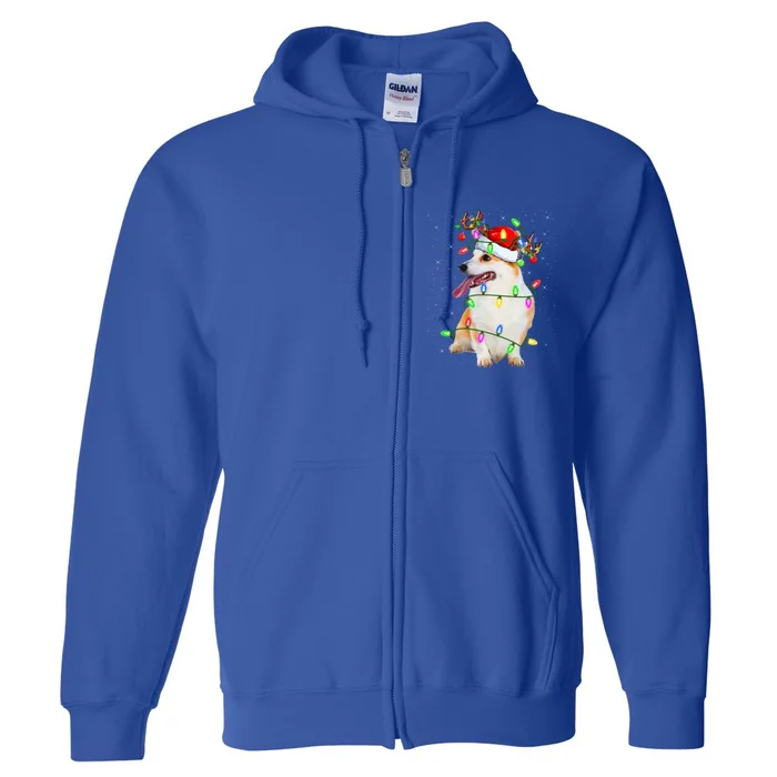 Corgi Dog Lover Xmas Lighting Santa Corgi Christmas Gift Full Zip Hoodie