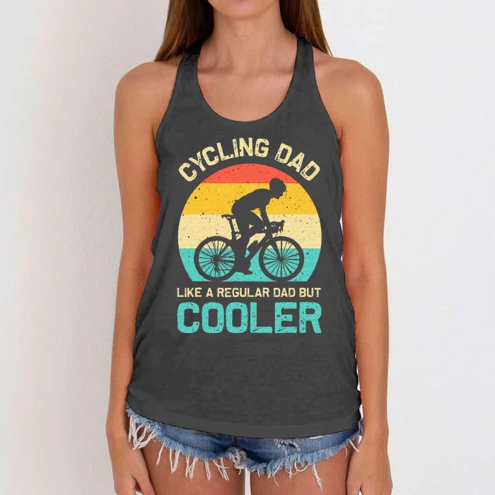 Cycling Dad Like A Regular Dad But Cooler Funny Cyclist Gift Women's Knotted Racerback Tank