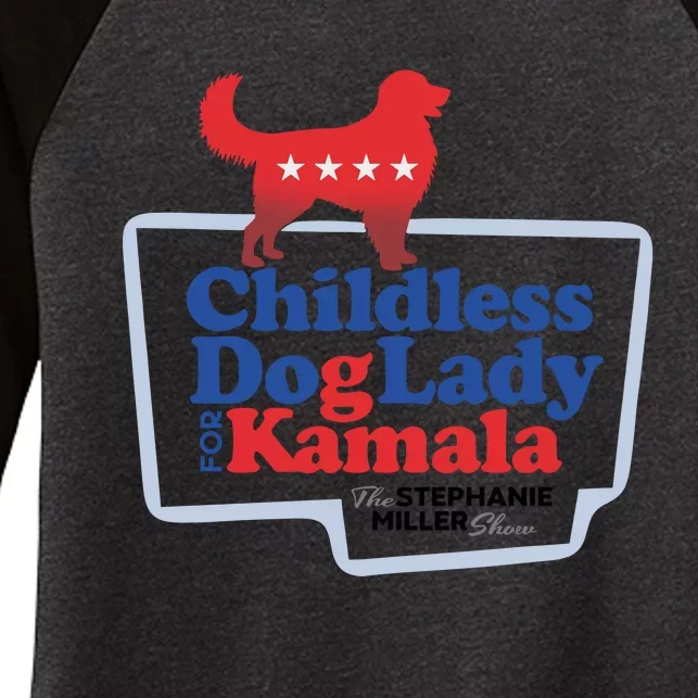 Childless Dog Lady For Kamala The Stephanie Miller Show Women's Tri-Blend 3/4-Sleeve Raglan Shirt