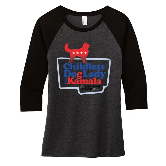 Childless Dog Lady For Kamala The Stephanie Miller Show Women's Tri-Blend 3/4-Sleeve Raglan Shirt