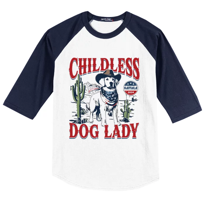 Childless Dog Lady Kamala For President 2024 Baseball Sleeve Shirt