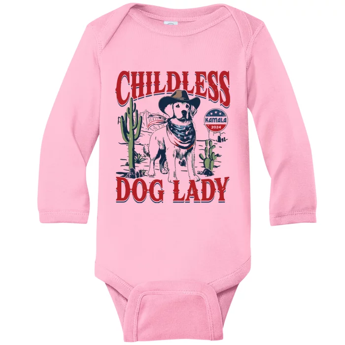 Childless Dog Lady Kamala For President 2024 Baby Long Sleeve Bodysuit