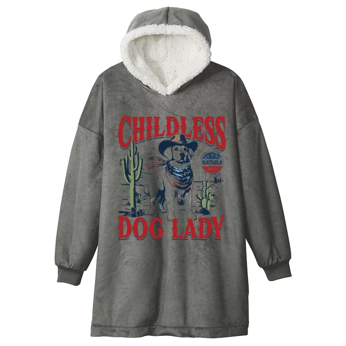 Childless Dog Lady Kamala For President 2024 Hooded Wearable Blanket