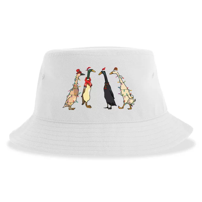 Christmas Ducks Lights Santa Ducks Merry Christmas Sustainable Bucket Hat