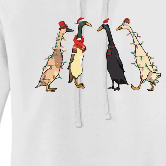 Christmas Ducks Lights Santa Ducks Merry Christmas Women's Pullover Hoodie