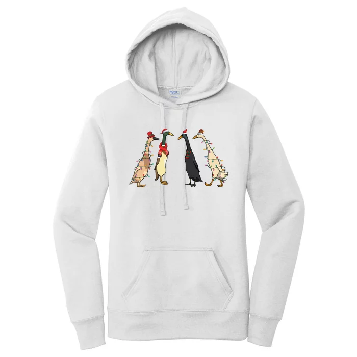 Christmas Ducks Lights Santa Ducks Merry Christmas Women's Pullover Hoodie