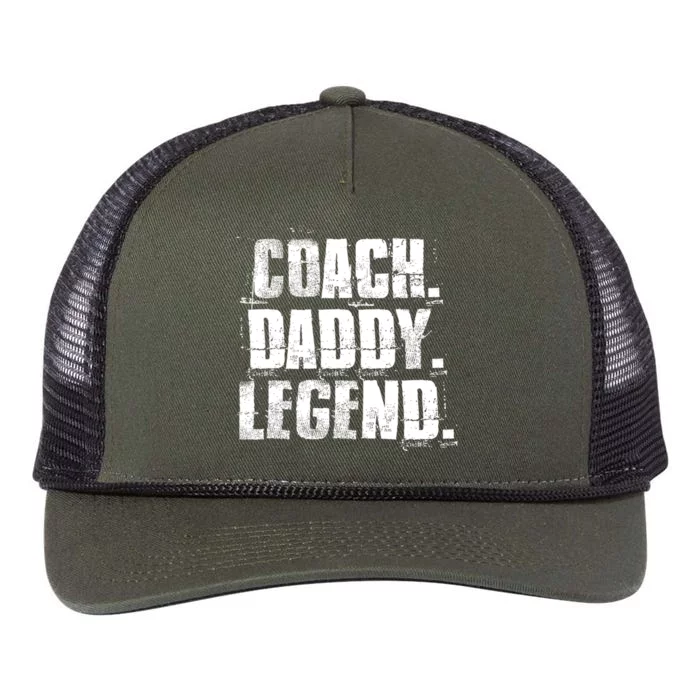 Coach Daddy Legend Motivational Coach Dad Fathers Day Gift Retro Rope Trucker Hat Cap