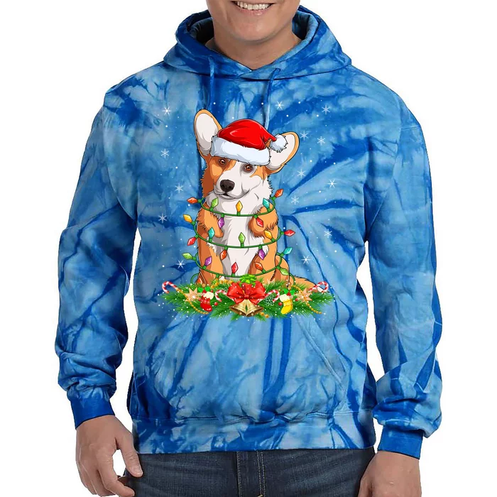 Corgi Dog Lover Lighting Xmas Santa Corgi Christmas Funny Gift Tie Dye Hoodie