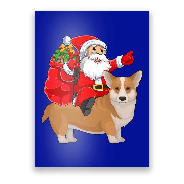 Corgi Dog Lover Santa Riding Corgi Christmas Gift Poster