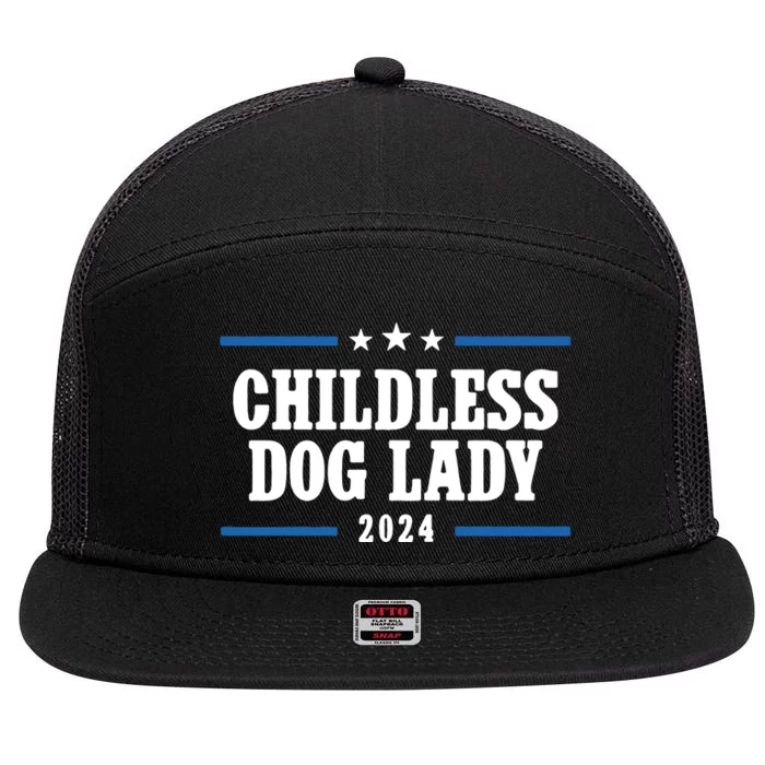 Childless Dog Lady Kamala 7 Panel Mesh Trucker Snapback Hat