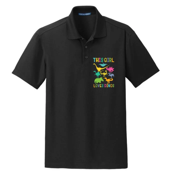 Cute Dinosaur Love Dinos Dry Zone Grid Performance Polo