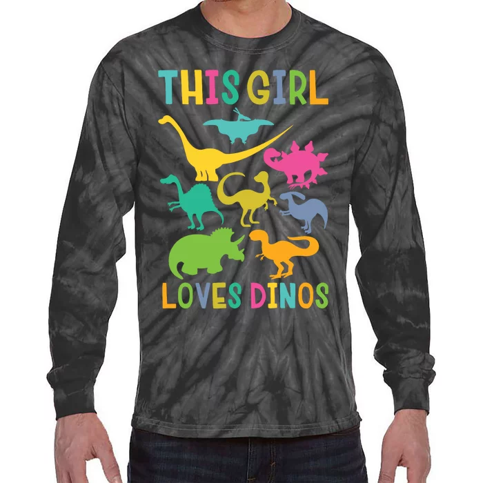 Cute Dinosaur Love Dinos Tie-Dye Long Sleeve Shirt