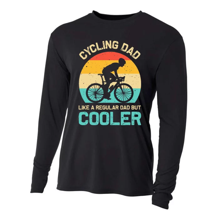 Cycling Dad Like A Regular Dad But Cooler Funny Cyclist Gift Cooling Performance Long Sleeve Crew