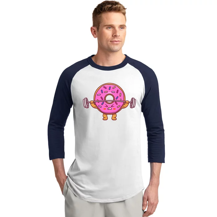 Cute Doughnut Lifting Dumbbel Baseball Sleeve Shirt