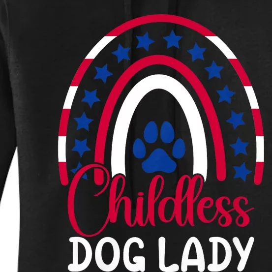 Childless Dog Lady Election Vote 2024 Boho Rainbow Usa Women's Pullover Hoodie