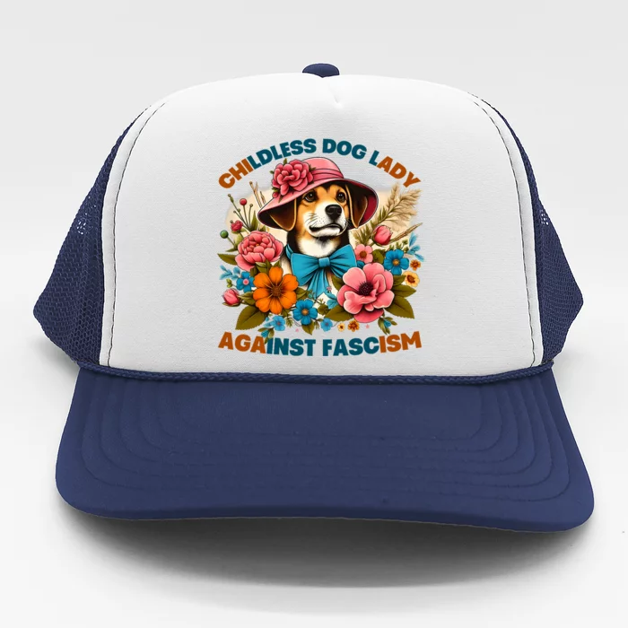 Childless Dog Lady Against Fascism Voting Kamala Dog Owners Trucker Hat