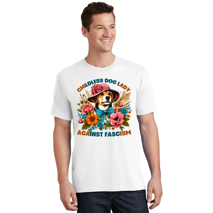 Childless Dog Lady Against Fascism Voting Kamala Dog Owners T-Shirt