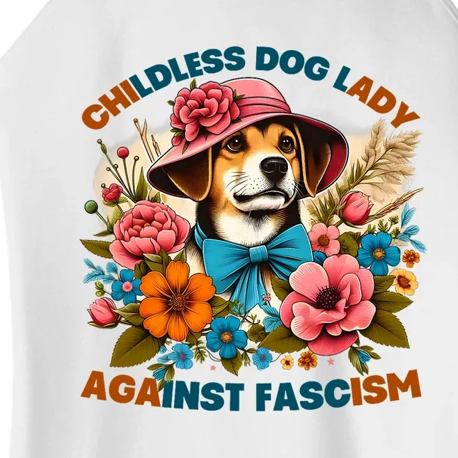 Childless Dog Lady Against Fascism Voting Kamala Dog Owners Women’s Perfect Tri Rocker Tank