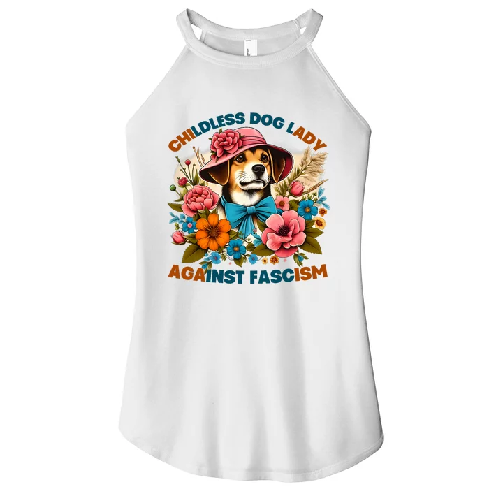 Childless Dog Lady Against Fascism Voting Kamala Dog Owners Women’s Perfect Tri Rocker Tank