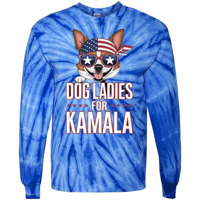 Cute Dog Ladies For Kamala Funny Cool Gift Tie-Dye Long Sleeve Shirt