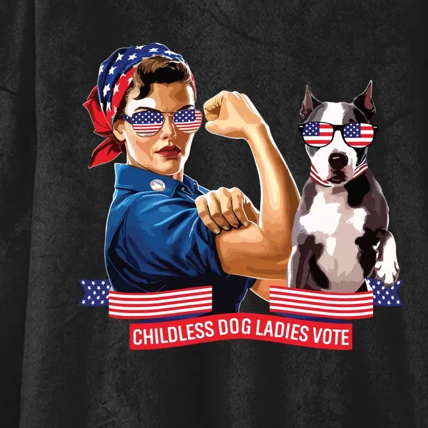 Childless Dog Lady Is Voting Kamala Election Usa 2024 Hooded Wearable Blanket