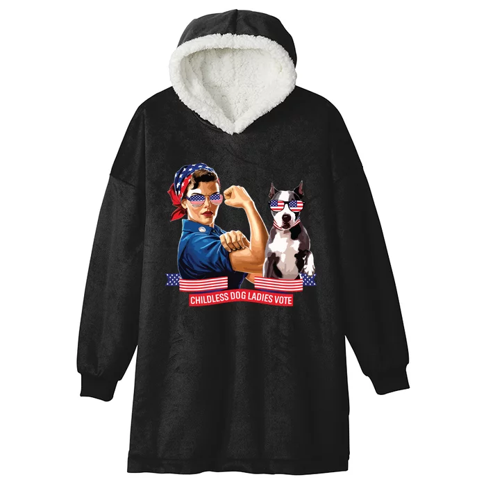 Childless Dog Lady Is Voting Kamala Election Usa 2024 Hooded Wearable Blanket