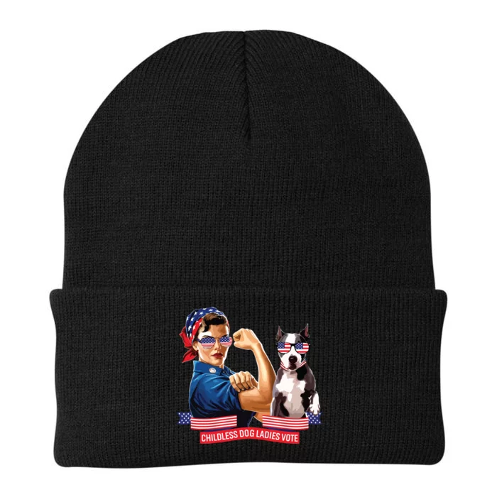 Childless Dog Lady Is Voting Kamala Election Usa 2024 Knit Cap Winter Beanie