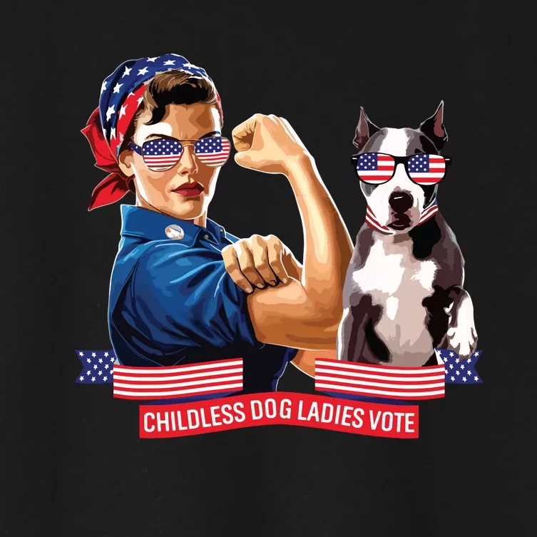 Childless Dog Lady Is Voting Kamala Election Usa 2024 Women's Crop Top Tee