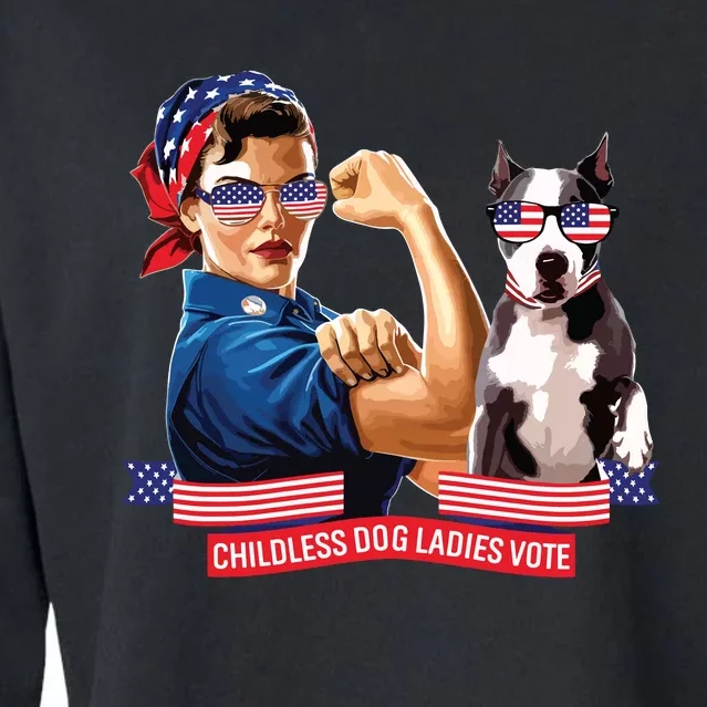 Childless Dog Lady Is Voting Kamala Election Usa 2024 Cropped Pullover Crew