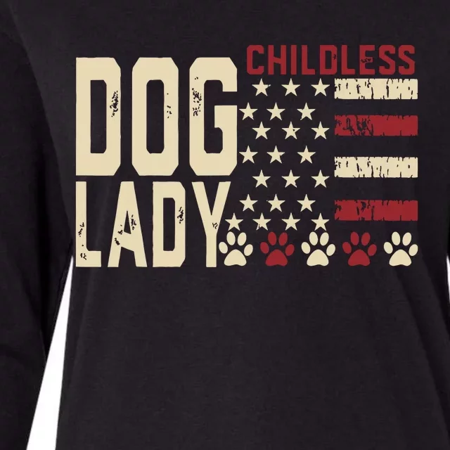 Childless Dog Lady Vote 2024 Us Flag Democratic President Womens Cotton Relaxed Long Sleeve T-Shirt