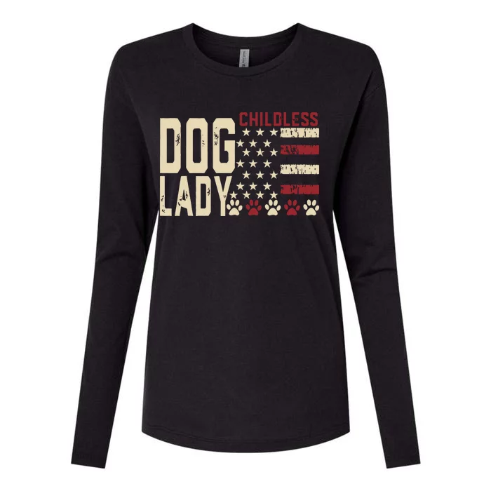 Childless Dog Lady Vote 2024 Us Flag Democratic President Womens Cotton Relaxed Long Sleeve T-Shirt