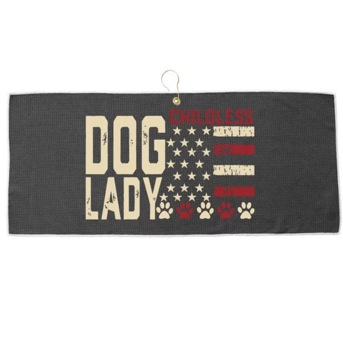 Childless Dog Lady Vote 2024 Us Flag Democratic President Large Microfiber Waffle Golf Towel