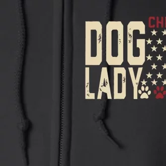 Childless Dog Lady Vote 2024 Us Flag Democratic President Full Zip Hoodie