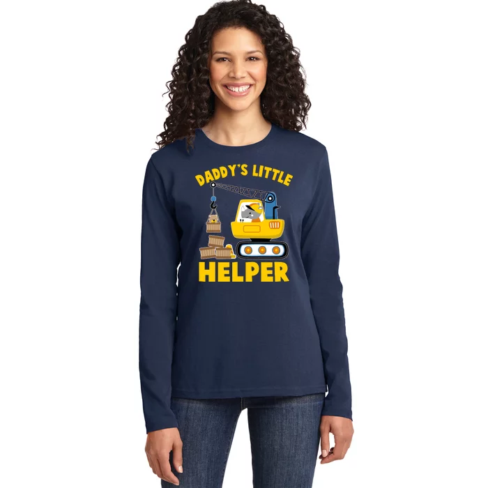 Cute Daddy's Little Helper Construction Ladies Long Sleeve Shirt