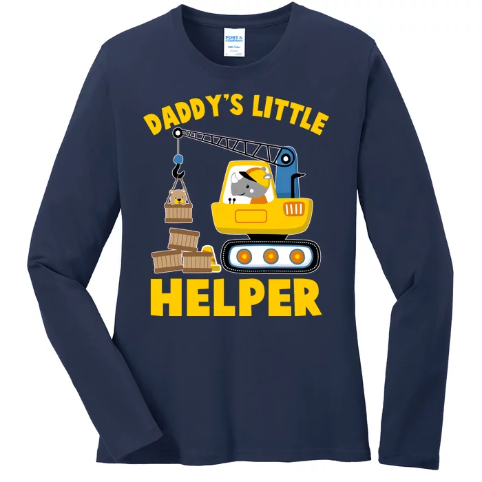 Cute Daddy's Little Helper Construction Ladies Long Sleeve Shirt