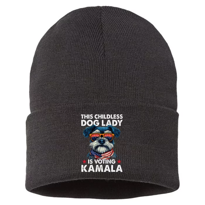 Childless Dog Lady Kamala Harris 2024 Sustainable Knit Beanie