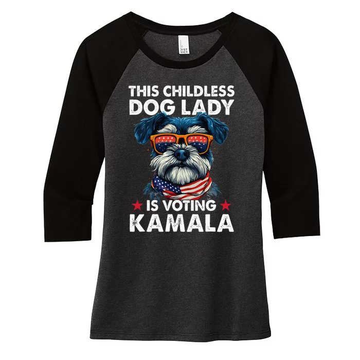 Childless Dog Lady Kamala Harris 2024 Women's Tri-Blend 3/4-Sleeve Raglan Shirt