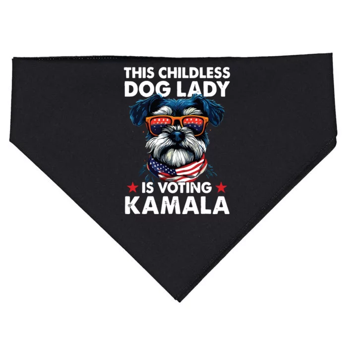 Childless Dog Lady Kamala Harris 2024 Miniature Schnauzer USA-Made Doggie Bandana