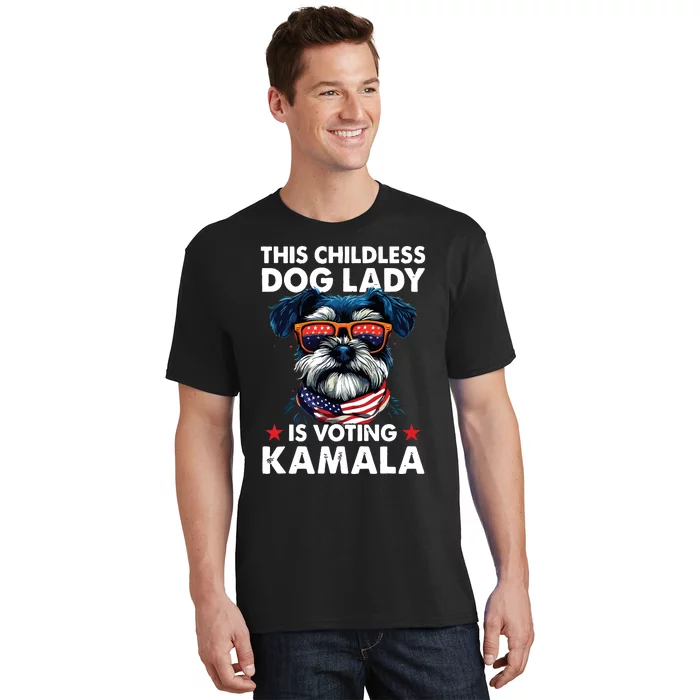 Childless Dog Lady Kamala Harris 2024 Miniature Schnauzer T-Shirt