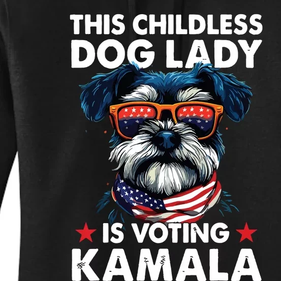 Childless Dog Lady Kamala Harris 2024 Miniature Schnauzer Women's Pullover Hoodie