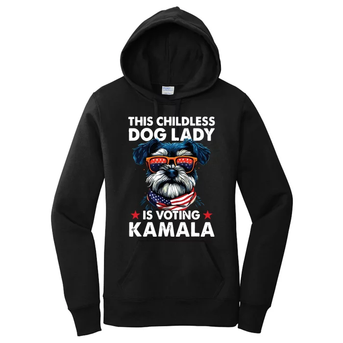 Childless Dog Lady Kamala Harris 2024 Miniature Schnauzer Women's Pullover Hoodie